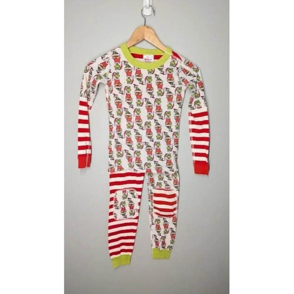 Hanna Andersson Dr Seuss Grinch Christmas Holiday Long Johns Pajamas Sz8
